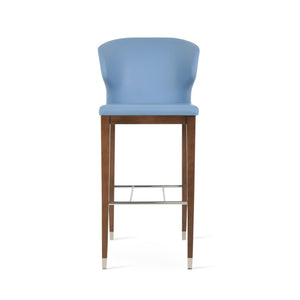 Soho Concept Amed Wood Barstools & Counterstools – Stylish Leatherette Seating With 2-year Guarantee, Turkiye Crafted Walnut,Blue  Soho-concept-dining-chair-07372