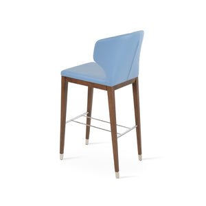 Soho Concept Amed Wood Barstools & Counterstools – Stylish Leatherette Seating With 2-year Guarantee, Turkiye Crafted Walnut,Blue  Soho-concept-dining-chair-06577