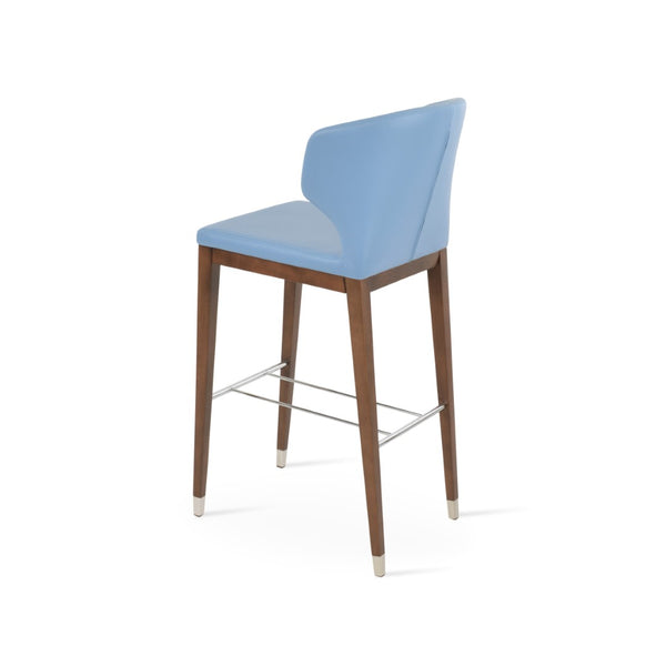 Soho Concept Amed Wood Barstools & Counterstools – Stylish Leatherette Seating With 2-year Guarantee, Turkiye Crafted Walnut,Blue  Soho-concept-dining-chair-06577