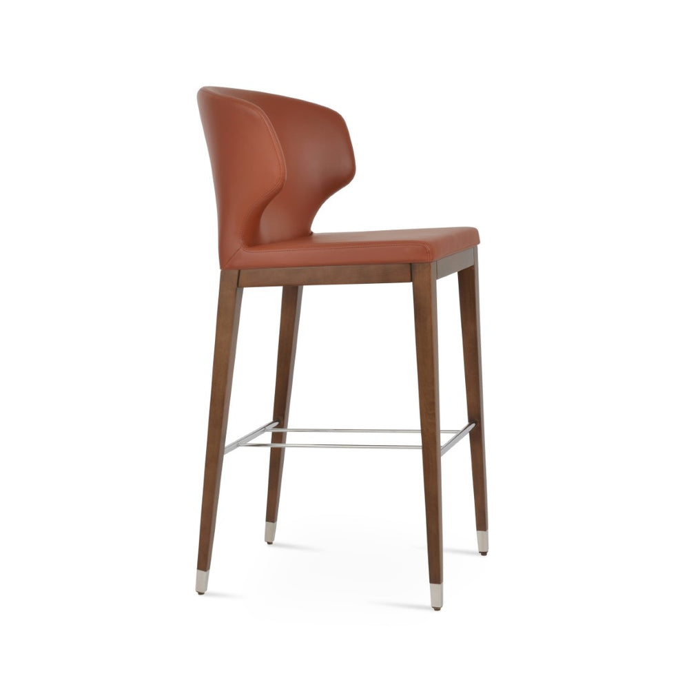 Soho Concept Amed Fino Barstools & Counterstools - Stylish Leatherette Seating, Solid Walnut Frame, 2-year Warranty Walnut  Soho-concept-dining-chair-07360