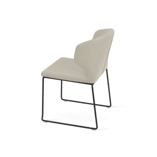 Soho Concept Amed Wire Stackable Dining Chair - Soft Leatherette, 2-year Guarantee, Space-saving Design, 300 Lbs Capacity Black,Light Grey  Soho-concept-dining-chair-00099