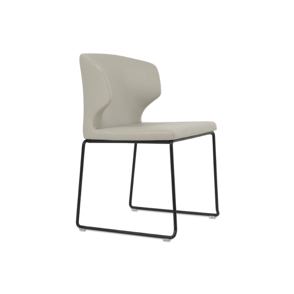 Soho Concept Amed Wire Stackable Dining Chair - Soft Leatherette, 2-year Guarantee, Space-saving Design, 300 Lbs Capacity Black,Light Grey  Soho-concept-dining-chair-00099