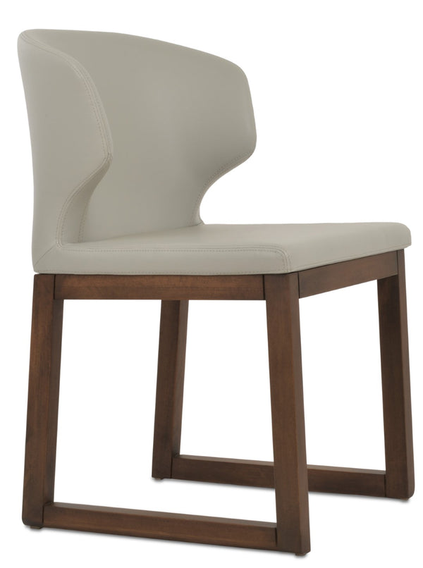 Soho Concept Amed Sled Wood Dining Chair - Elegant Beech Design, Soft Leatherette, 2-year Guarantee, 350 Lbs Capacity Light Grey  Soho-concept-dining-chair-00097