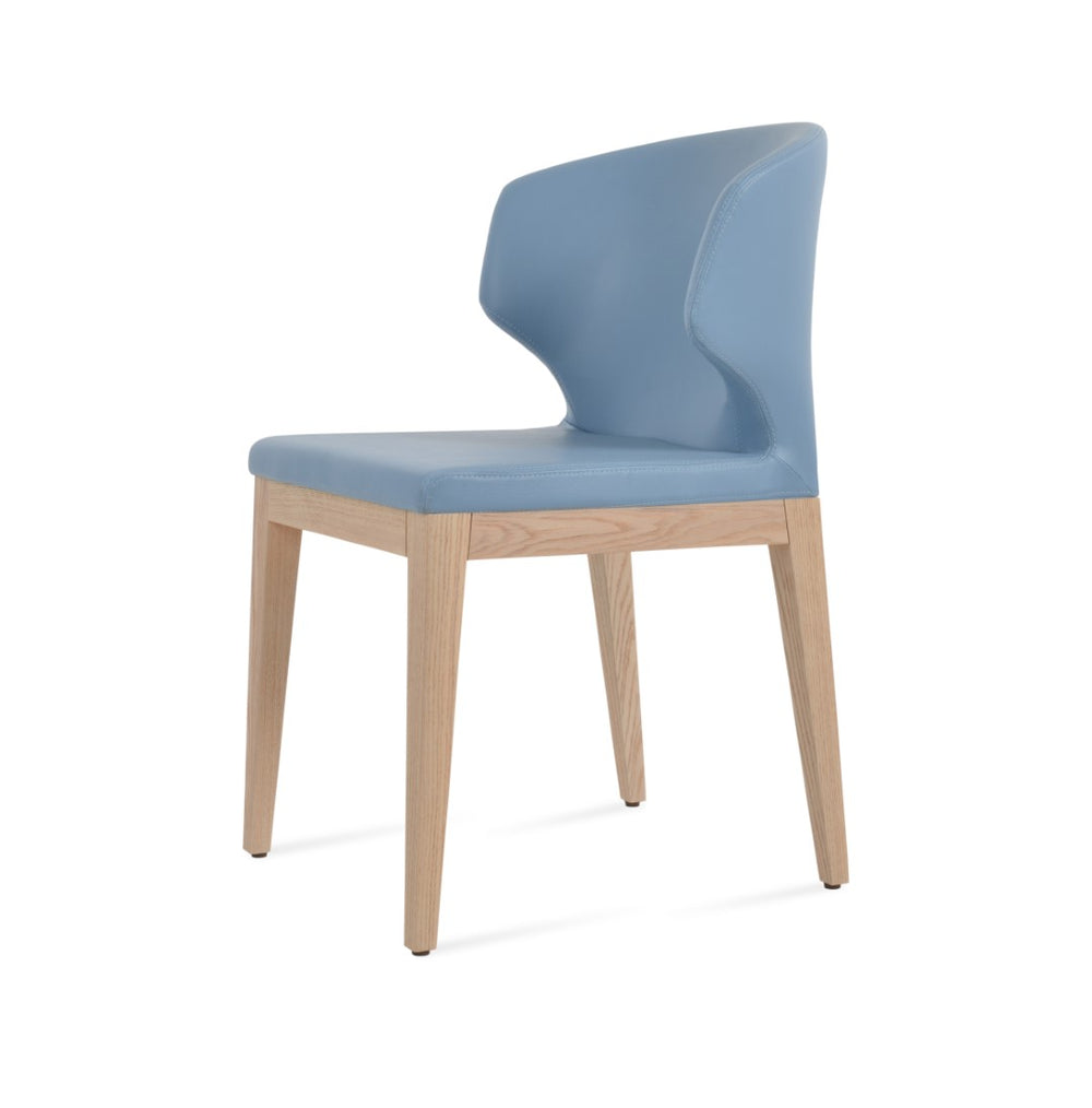 Soho Concept Amed Sled Wood Dining Chair - Elegant Beech Design, Soft Leatherette, 2-year Guarantee, 350 Lbs Capacity Ash,Natural,Blue  Soho-concept-dining-chair-00108