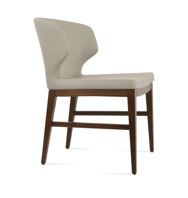 Soho Concept Amed Wood Dining Chair - Premium Leatherette, Solid Beech Base, 2-year Guarantee, Modern Versatility Walnut,Light Grey  Soho-concept-dining-chair-00109