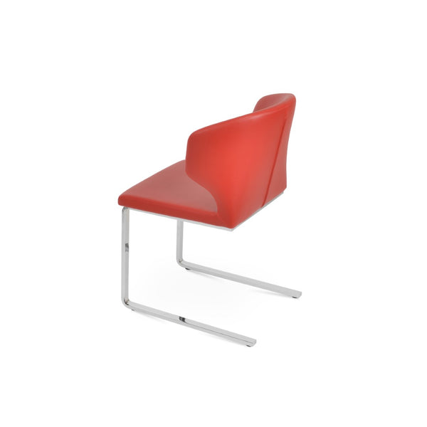 Soho Concept Amed Flat Chair - Stylish Leatherette Dining Chair With Chrome Base, 2-year Guarantee, 350 Lbs Support Chrome,Red  Soho-concept-dining-chair-00117