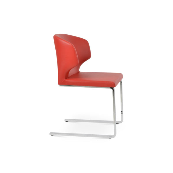 Soho Concept Amed Flat Chair - Stylish Leatherette Dining Chair With Chrome Base, 2-year Guarantee, 350 Lbs Support Chrome,Red  Soho-concept-dining-chair-00117