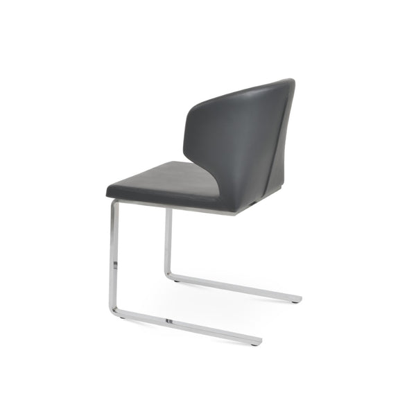 Soho Concept Product: Amed Flat Dining Chair - Stylish Leatherette Seat, Chrome Base, 2-year Guarantee, Grey Chrome,Grey  Soho-concept-dining-chair-00118
