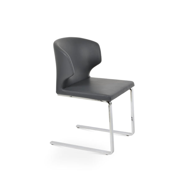 Soho Concept Product: Amed Flat Dining Chair - Stylish Leatherette Seat, Chrome Base, 2-year Guarantee, Grey Chrome,Grey  Soho-concept-dining-chair-00118