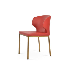 Soho Concept Product: Amed Metal Dining Chair - Stylish Leatherette Comfort With 2-year Guarantee, Versatile Design Brass,Red  Soho-concept-dining-chair-00119