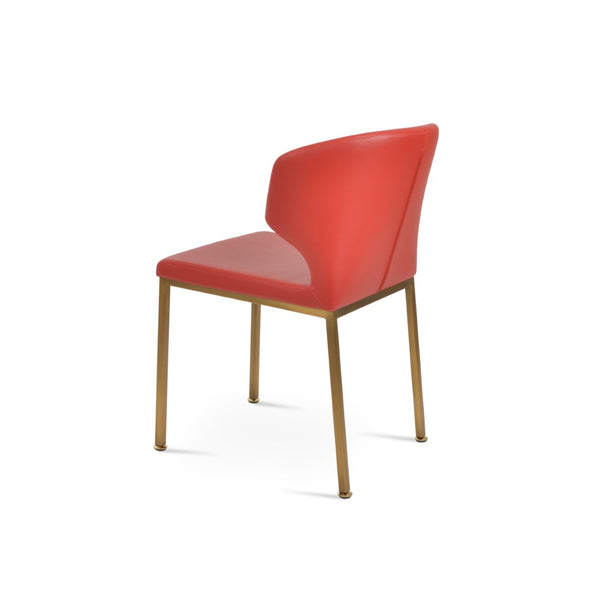 Soho Concept Product: Amed Metal Dining Chair - Stylish Leatherette Comfort With 2-year Guarantee, Versatile Design Brass,Red  Soho-concept-dining-chair-00119