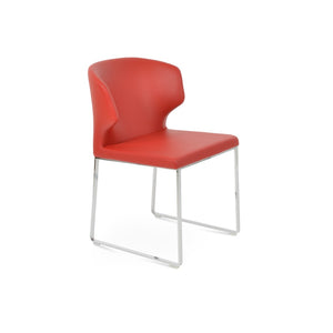Soho Concept Amed Sled Dining Chair - Elegant Leatherette Upholstery, Stylish Metal Base, 2-year Guarantee, Grey Chrome,Red  Soho-concept-dining-chair-00128