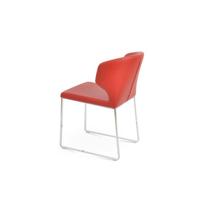 Soho Concept Amed Sled Dining Chair - Elegant Leatherette Upholstery, Stylish Metal Base, 2-year Guarantee, Grey Chrome,Red  Soho-concept-dining-chair-00128