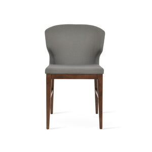 Soho Concept Amed Wood Dining Chair - Luxurious Boucle, Velvet & Nubuck Fabrics - 10-year Guarantee, Walnut & Ash Walnut,Grey  Soho-concept-dining-chair-00131
