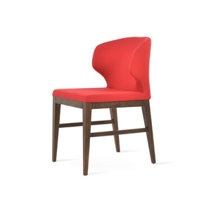 Soho Concept Amed Wood Dining Chair - Luxurious Boucle, Velvet & Nubuck Fabrics - 10-year Guarantee, Walnut & Ash Walnut,Red  Soho-concept-dining-chair-00130