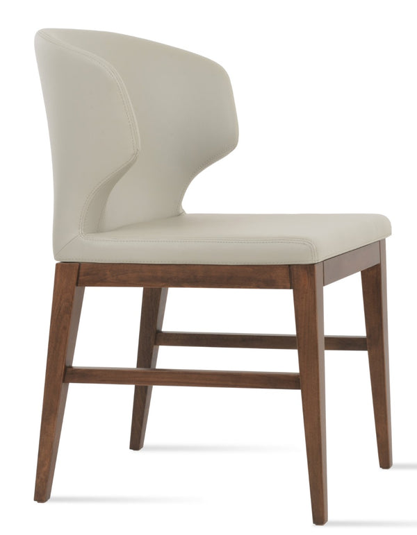 Soho Concept Amed Wood Dining Chair - Premium Leatherette, Solid Beech Base, 2-year Guarantee, Modern Versatility Walnut,Light Grey  Soho-concept-dining-chair-00129