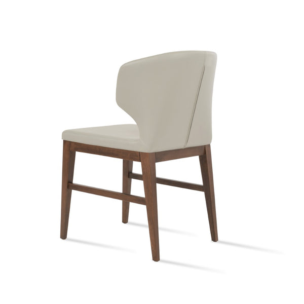 Soho Concept Amed Wood Dining Chair - Premium Leatherette, Solid Beech Base, 2-year Guarantee, Modern Versatility Walnut,Light Grey  Soho-concept-dining-chair-00129