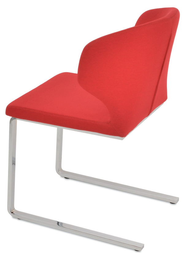 Soho Concept Product: Amed Flat Dining Chair - Stylish Boucle, Velvet & Nubuck Options With Durable Chrome Base Chrome,Red  Soho-concept-dining-chair-00141