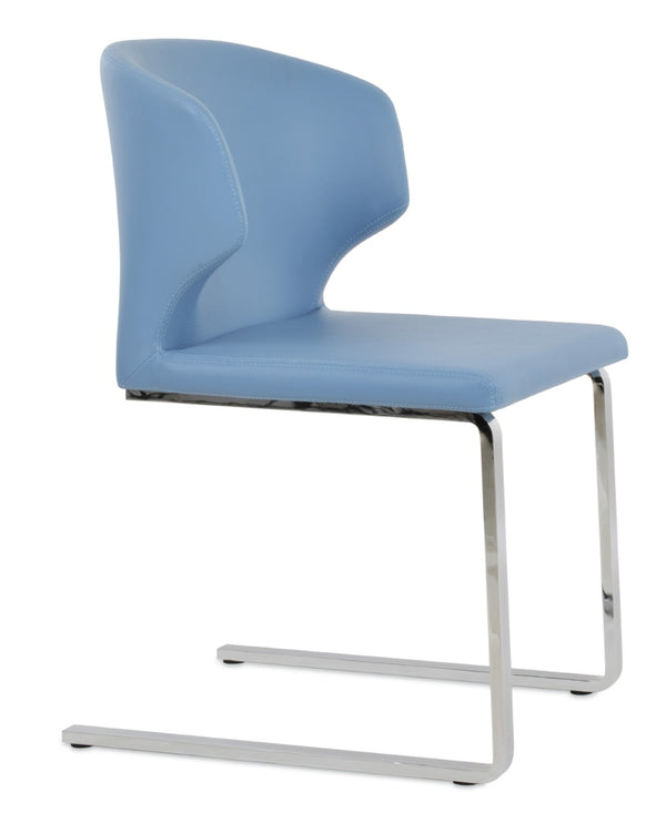 Soho Concept Product: Amed Flat Dining Chair - Stylish Leatherette Seat, Chrome Base, 2-year Guarantee, Grey Chrome,Blue  Soho-concept-dining-chair-00142