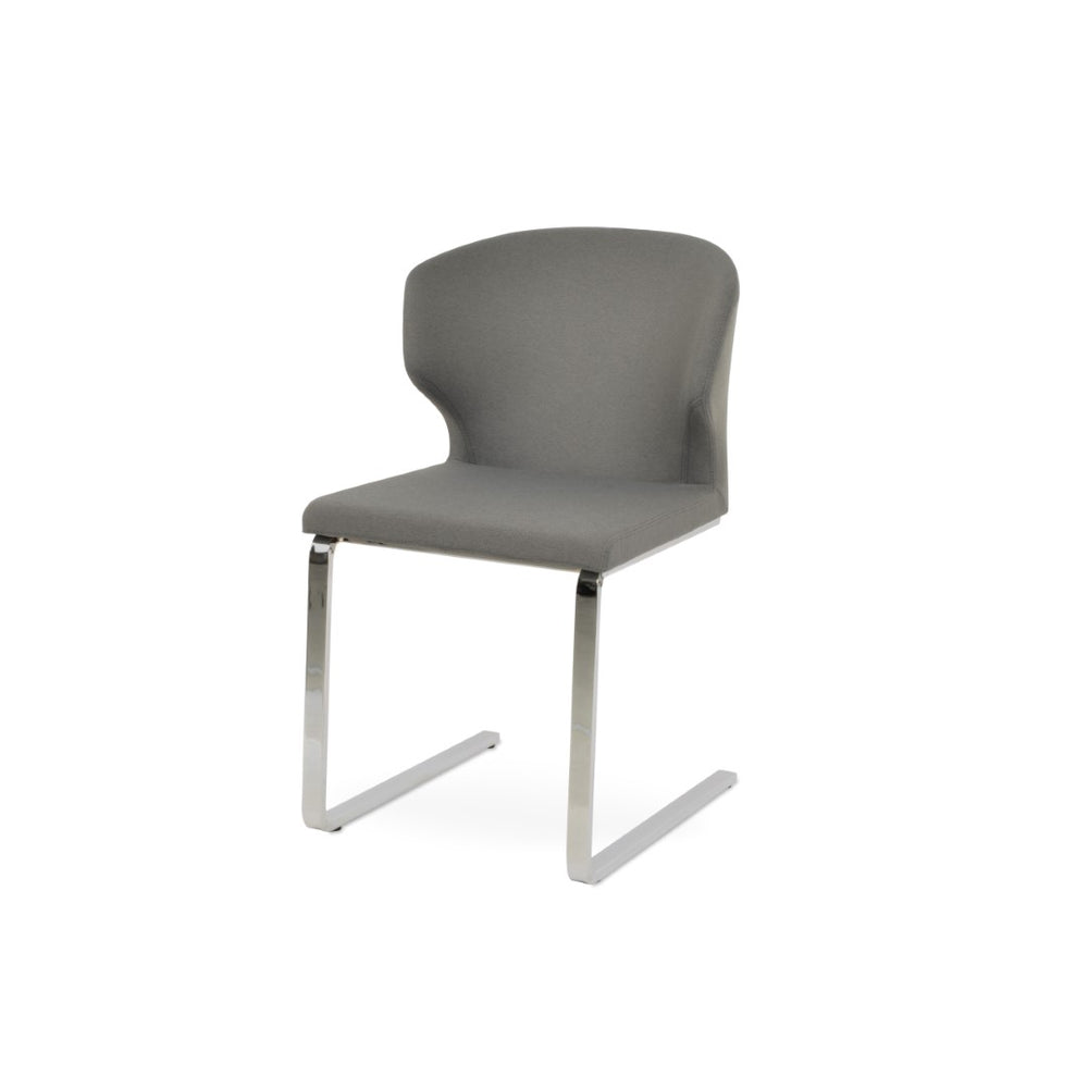 Soho Concept Product: Amed Flat Dining Chair - Stylish Boucle, Velvet & Nubuck Options With Durable Chrome Base Chrome,Grey  Soho-concept-dining-chair-00140