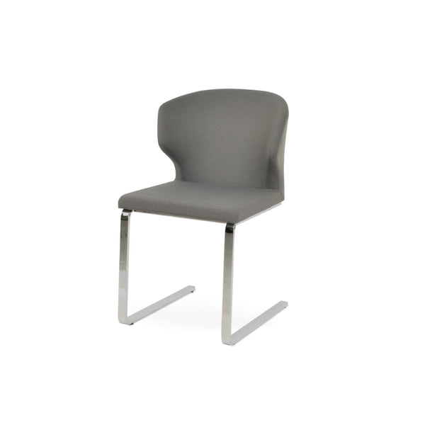 Soho Concept Product: Amed Flat Dining Chair - Stylish Boucle, Velvet & Nubuck Options With Durable Chrome Base Chrome,Grey  Soho-concept-dining-chair-00140