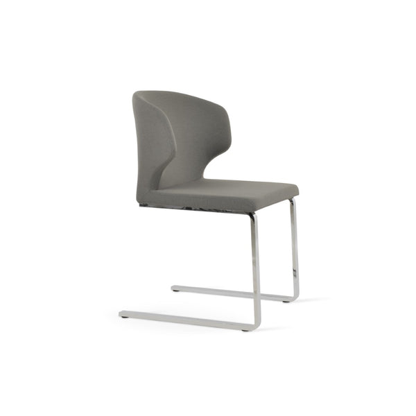 Soho Concept Product: Amed Flat Dining Chair - Stylish Boucle, Velvet & Nubuck Options With Durable Chrome Base Chrome,Grey  Soho-concept-dining-chair-00140