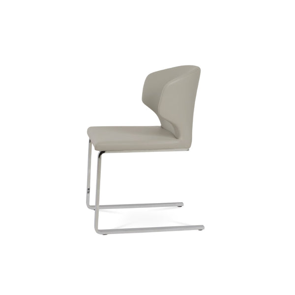 Soho Concept Product: Amed Flat Dining Chair - Stylish Leatherette Seat, Chrome Base, 2-year Guarantee, Grey Chrome,Light Grey  Soho-concept-dining-chair-00139