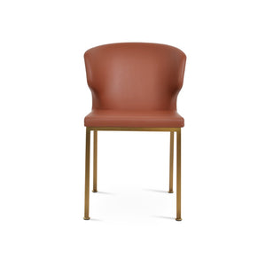 Soho Concept Product: Amed Metal Dining Chair - Stylish Leatherette Comfort With 2-year Guarantee, Versatile Design Brass  Soho-concept-dining-chair-00143