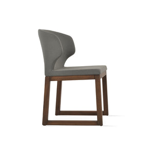 Soho Concept Amed Sled Wood Dining Chair - Luxurious Upholstery Options, 10-year Guarantee, Made In Türkiye Walnut,Grey  Soho-concept-dining-chair-00195