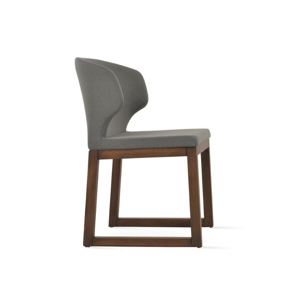 Soho Concept Amed Sled Wood Dining Chair - Luxurious Upholstery Options, 10-year Guarantee, Made In Türkiye Walnut,Grey  Soho-concept-dining-chair-00195