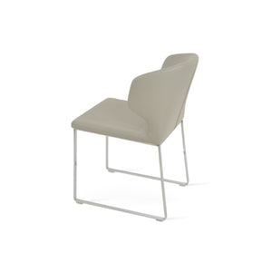 Soho Concept Amed Sled Dining Chair - Elegant Leatherette Upholstery, Stylish Metal Base, 2-year Guarantee, Grey Chrome,Light Grey  Soho-concept-dining-chair-00176