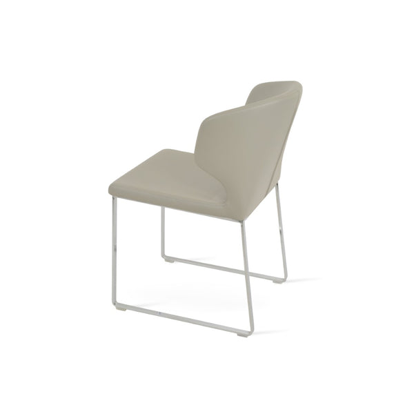 Soho Concept Amed Sled Dining Chair - Elegant Leatherette Upholstery, Stylish Metal Base, 2-year Guarantee, Grey Chrome,Light Grey  Soho-concept-dining-chair-00176