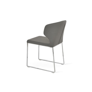 Soho Concept Amed Sled Dining Chair - Luxurious Upholstery Options, 10-year Guarantee, Stylish Metal Frame Chrome,Grey  Soho-concept-dining-chair-00177