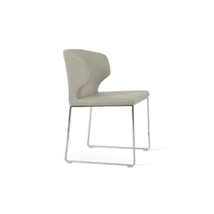 Soho Concept Amed Sled Dining Chair - Elegant Leatherette Upholstery, Stylish Metal Base, 2-year Guarantee, Grey Chrome,Light Grey  Soho-concept-dining-chair-00179