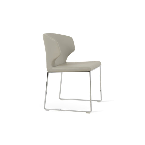 Soho Concept Amed Sled Dining Chair - Elegant Leatherette Upholstery, Stylish Metal Base, 2-year Guarantee, Grey Chrome,Light Grey  Soho-concept-dining-chair-00179