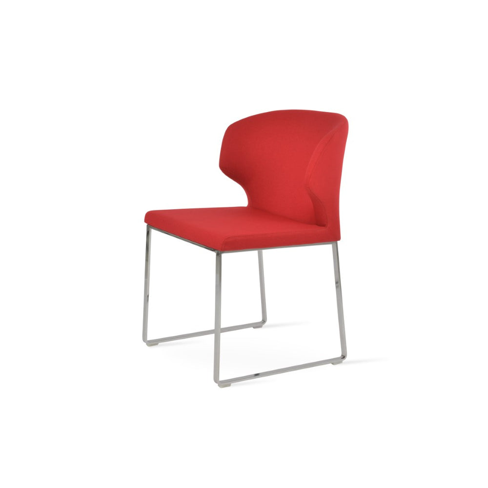 Soho Concept Amed Sled Dining Chair - Luxurious Upholstery Options, 10-year Guarantee, Stylish Metal Frame Chrome,Red  Soho-concept-dining-chair-00178
