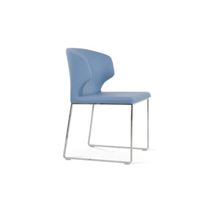 Soho Concept Amed Sled Dining Chair - Elegant Leatherette Upholstery, Stylish Metal Base, 2-year Guarantee, Grey Chrome,Blue  Soho-concept-dining-chair-00180