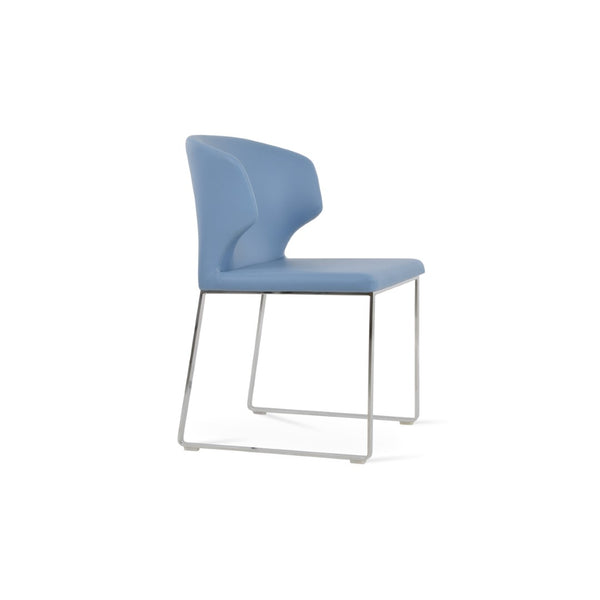 Soho Concept Amed Sled Dining Chair - Elegant Leatherette Upholstery, Stylish Metal Base, 2-year Guarantee, Grey Chrome,Blue  Soho-concept-dining-chair-00180