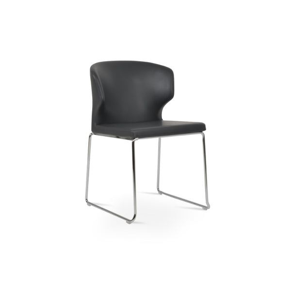 Soho Concept Amed Wire Stackable Dining Chair - Soft Leatherette, 2-year Guarantee, Space-saving Design, 300 Lbs Capacity Grey,Chrome  Soho-concept-dining-chair-00222