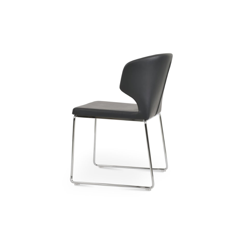 Soho Concept Amed Wire Stackable Dining Chair - Soft Leatherette, 2-year Guarantee, Space-saving Design, 300 Lbs Capacity Red,Chrome  Soho-concept-dining-chair-00230
