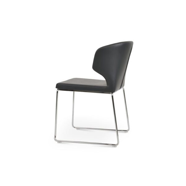 Soho Concept Amed Wire Stackable Dining Chair - Soft Leatherette, 2-year Guarantee, Space-saving Design, 300 Lbs Capacity Grey,Chrome  Soho-concept-dining-chair-00223