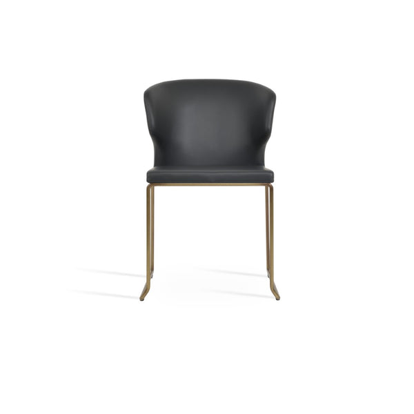 Soho Concept Amed Wire Stackable Dining Chair - Soft Leatherette, 2-year Guarantee, Space-saving Design, 300 Lbs Capacity Grey,Brass  Soho-concept-dining-chair-00231