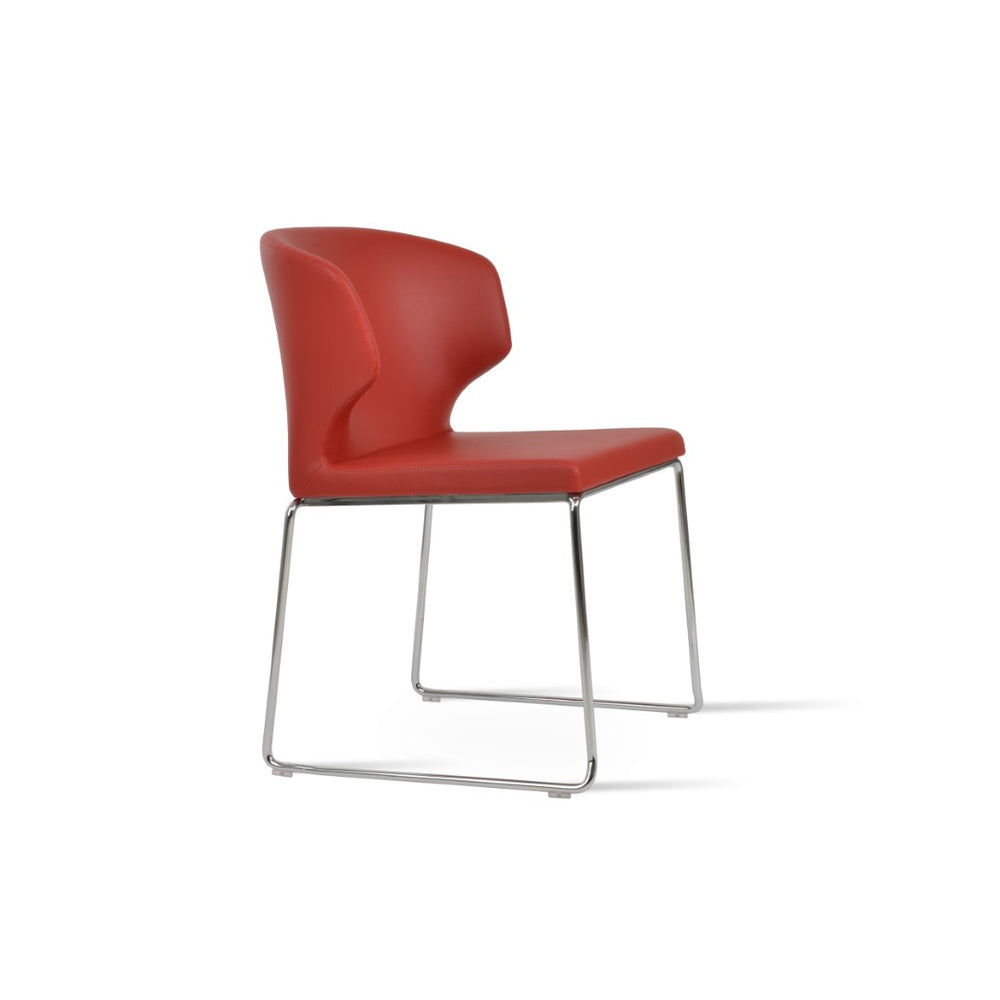 Soho Concept Amed Wire Stackable Dining Chair - Soft Leatherette, 2-year Guarantee, Space-saving Design, 300 Lbs Capacity Red,Chrome  Soho-concept-dining-chair-00230