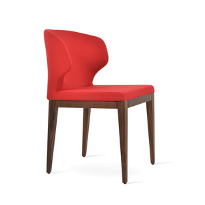 Soho Concept Amed Wood Dining Chair - Luxurious Boucle, Velvet & Nubuck Fabrics - 10-year Guarantee, Walnut & Ash Walnut,Red  Soho-concept-dining-chair-00236