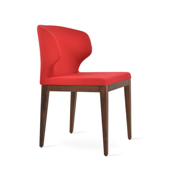 Soho Concept Amed Wood Dining Chair - Luxurious Boucle, Velvet & Nubuck Fabrics - 10-year Guarantee, Walnut & Ash Walnut,Red  Soho-concept-dining-chair-00236