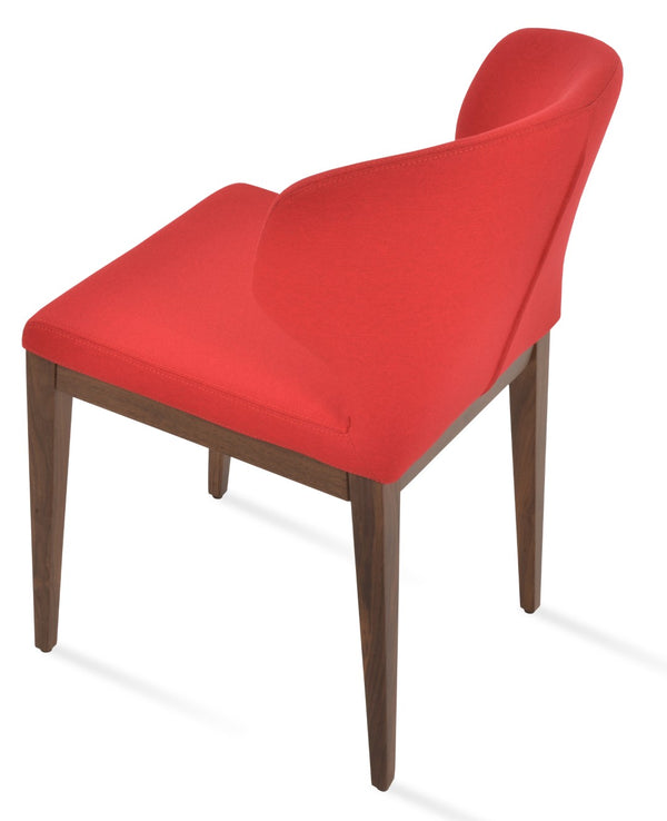 Soho Concept Amed Wood Dining Chair - Luxurious Boucle, Velvet & Nubuck Fabrics - 10-year Guarantee, Walnut & Ash Walnut,Red  Soho-concept-dining-chair-00237