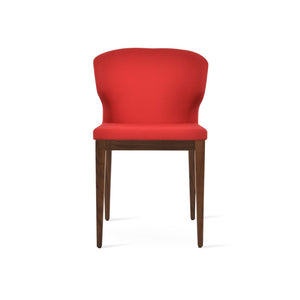 Soho Concept Amed Wood Dining Chair - Luxurious Boucle, Velvet & Nubuck Fabrics - 10-year Guarantee, Walnut & Ash Walnut,Red  Soho-concept-dining-chair-00236