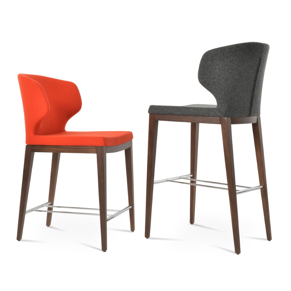 Soho Concept Amed Wood Barstools & Counterstools - Stylish Camira Blazer Wool Fabric With 10-year Guarantee! Dark Grey  Soho-concept-dining-chair-10207