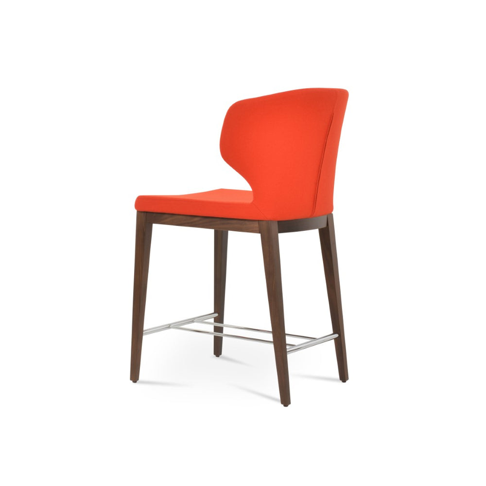 Soho Concept Amed Premium Barstools & Counterstools In Wool Fabric - Elegant Design, 10-year Guarantee, Walnut Finish Orange  Soho-concept-dining-chair-07384
