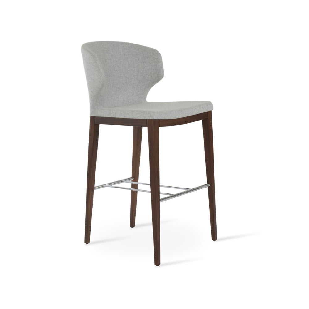 Soho Concept Amed Premium Barstools & Counterstools In Wool Fabric - Elegant Design, 10-year Guarantee, Walnut Finish Orange  Soho-concept-dining-chair-07384